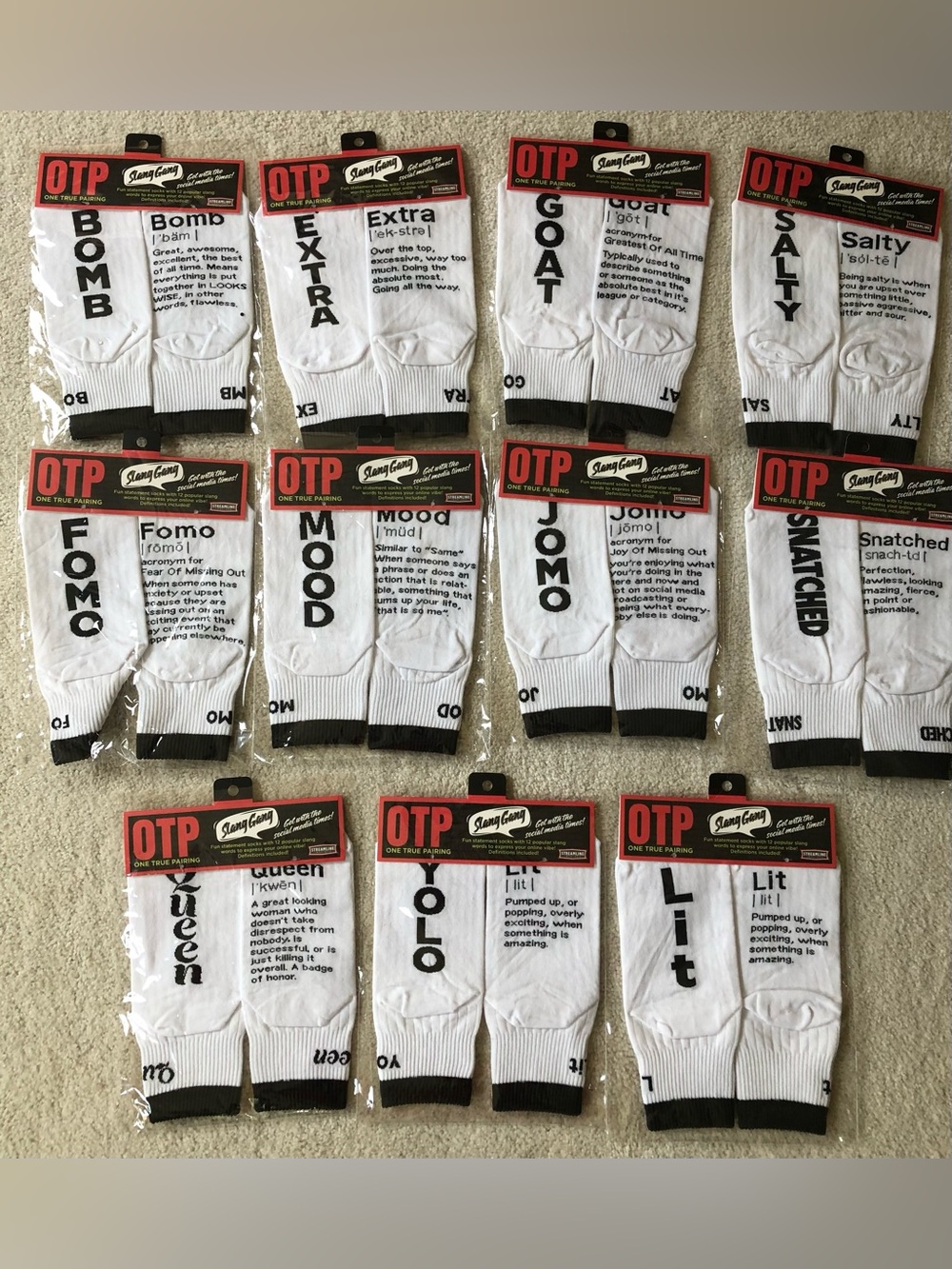 11 Media Slang Words White Crew Socks